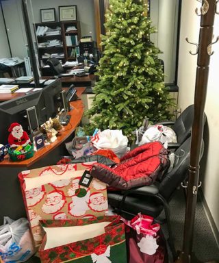 Angel Tree with Presents in Raleigh Office