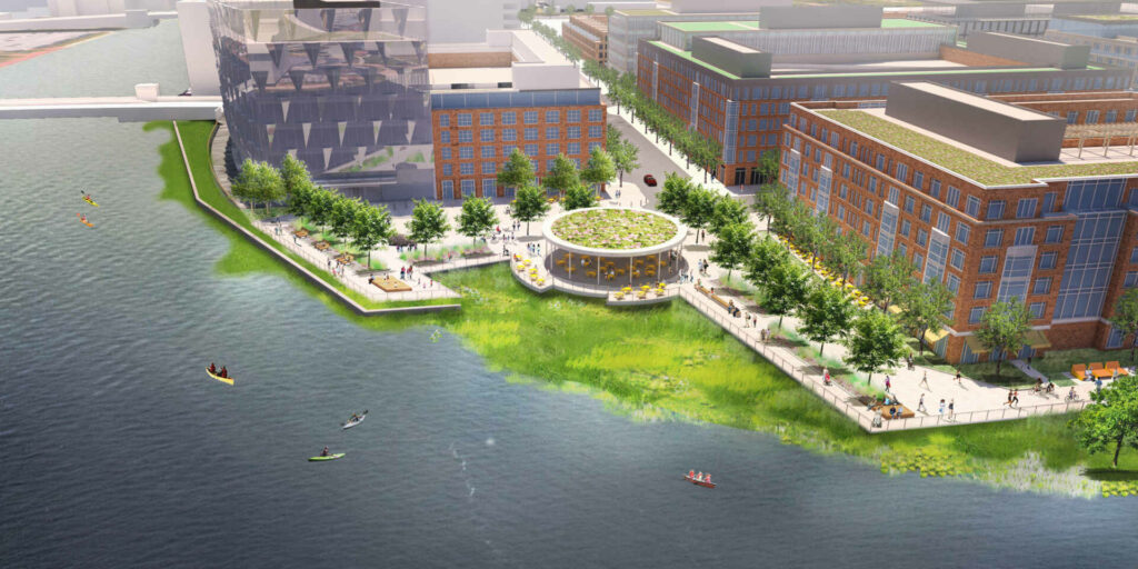 Renderings of the Riverfront East project along the Christina River in Wilmington | Riverfront Development Corporation of Delaware.