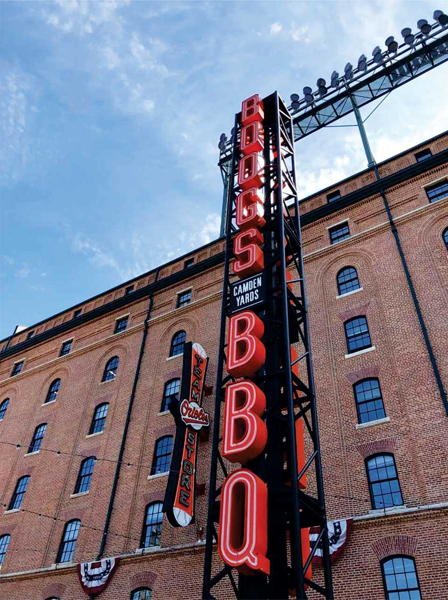 The 30-foot tall Boog's BBQ sign at Oriole Park at Camden Yards.