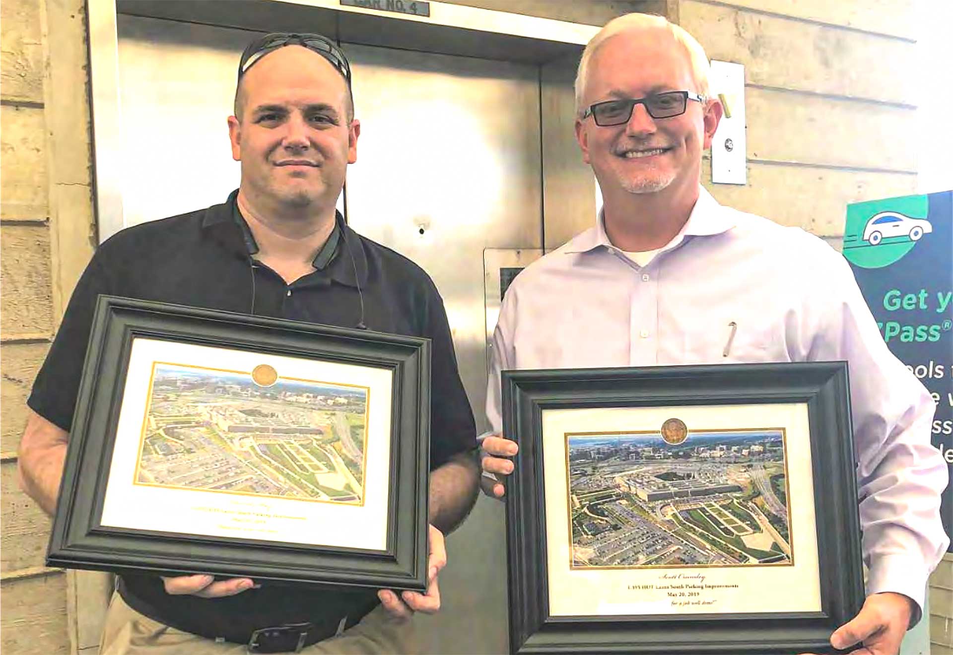David May and Scott Crumley were recognized with a special picture and plaque at the ceremony by the Pentagon.