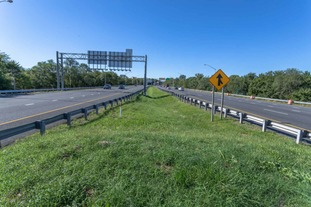 A picture in the median strip of I 895