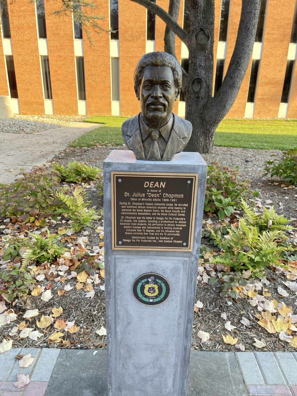 Bust of Julius Chapman, who founded the Black Student Union.