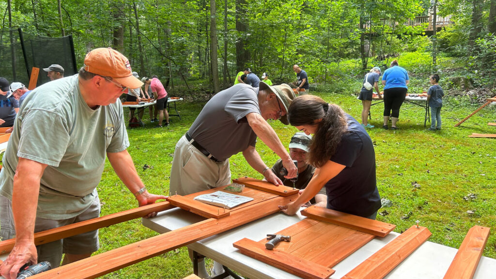 RK&K team members assembling the playset