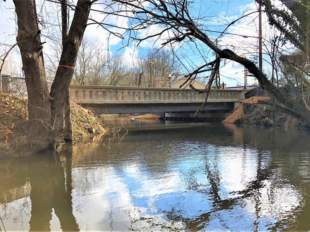 The new MD 213 bridge over Old Mill Stream Branch in Centreville, MD.