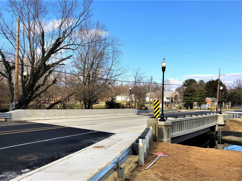 The new MD 213 bridge over Old Mill Stream Branch in Centreville, MD.