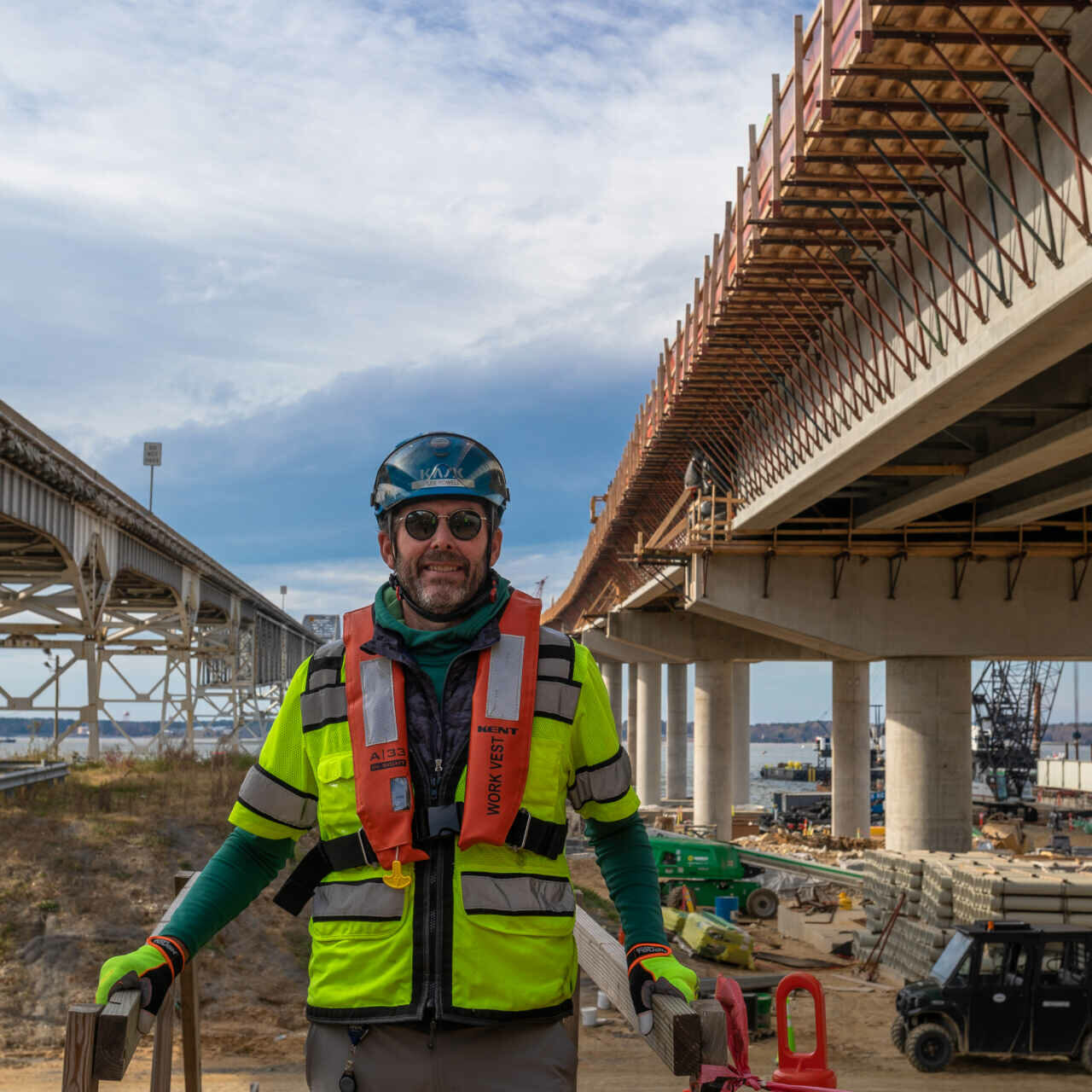 Lee Yowell at the construction of Nice bridge