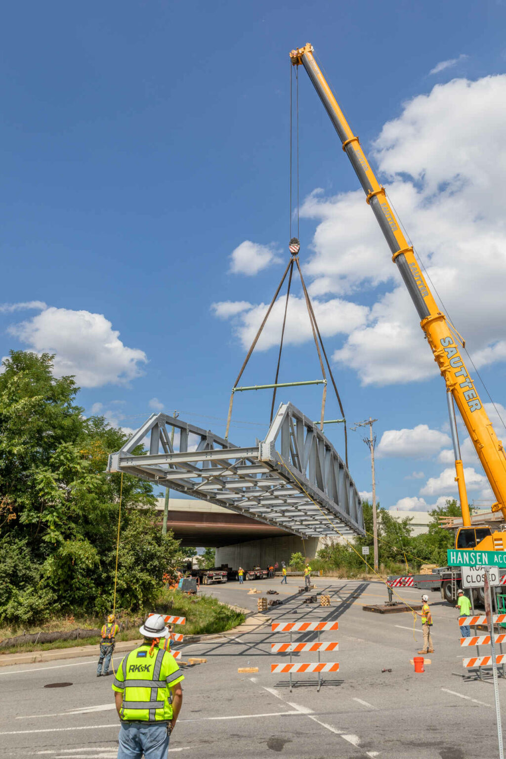 Chester Valley Trail pedestrian truss erection.