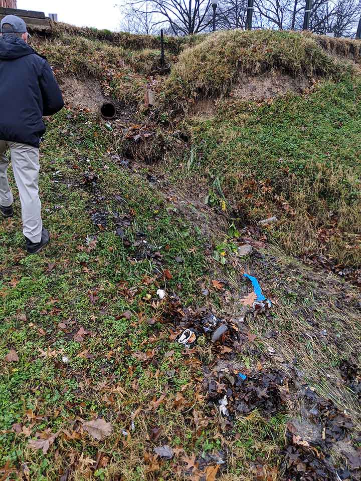 Slope failure in Federal Hill in Baltimore, MD.