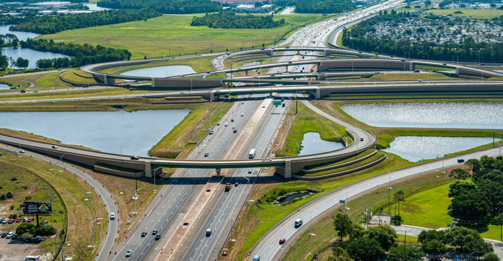 An overhead view of the intersection of SR 528 and SR 436